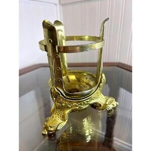 1930s Art Deco Brass Koi Fish Footed Candle Holder